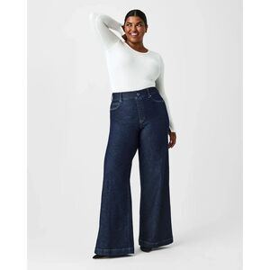 Spanx Wide Leg Jeans 20547R Raw Denim Indigo Wash Jeans Pants Size 1X High Rise